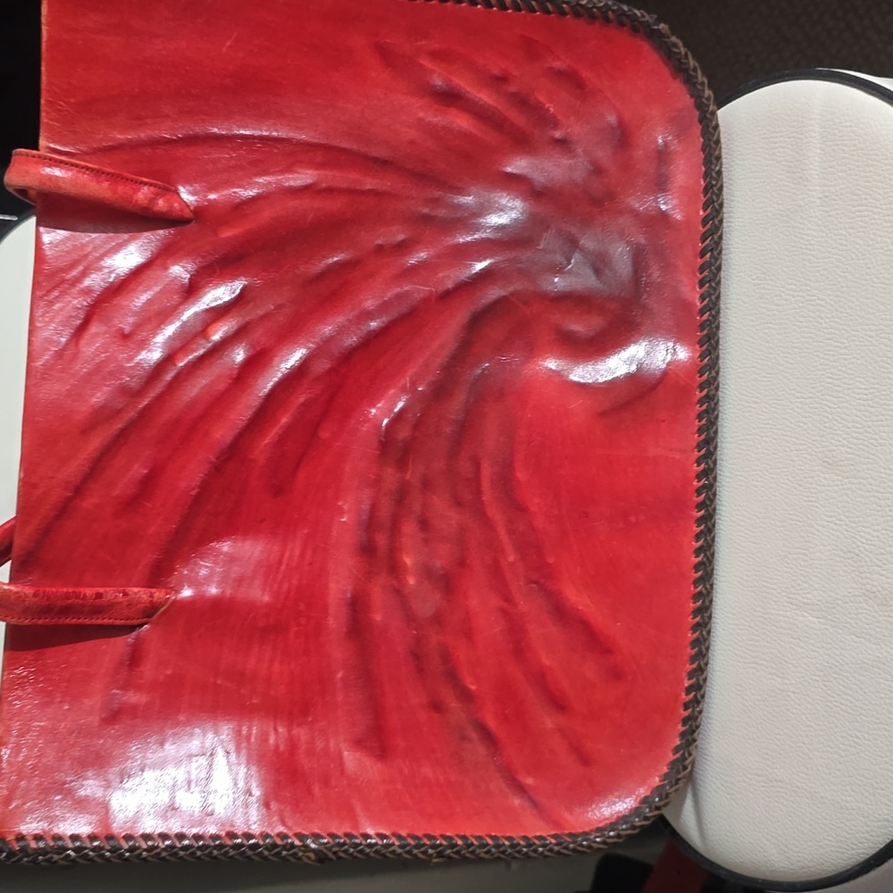 Elegant Red Leather Tote Bag